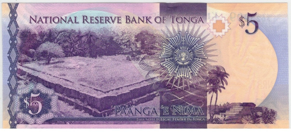 CODE 0023: BANCONOTA DA 5 DOLLARI TONGA CONDIZIONI UNC FDS DATA 2015