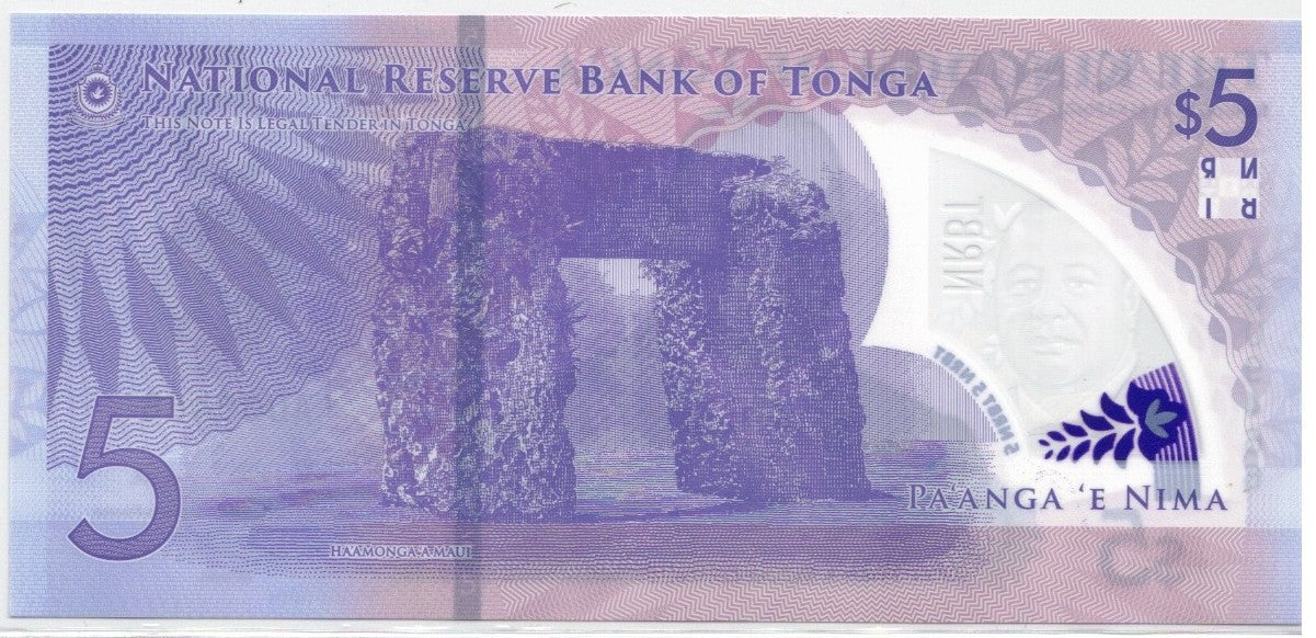 CODE 0025: BANCONOTA DA 5 DOLLARI TONGA CONDIZIONI UNC FDS DATAT 2023/2024