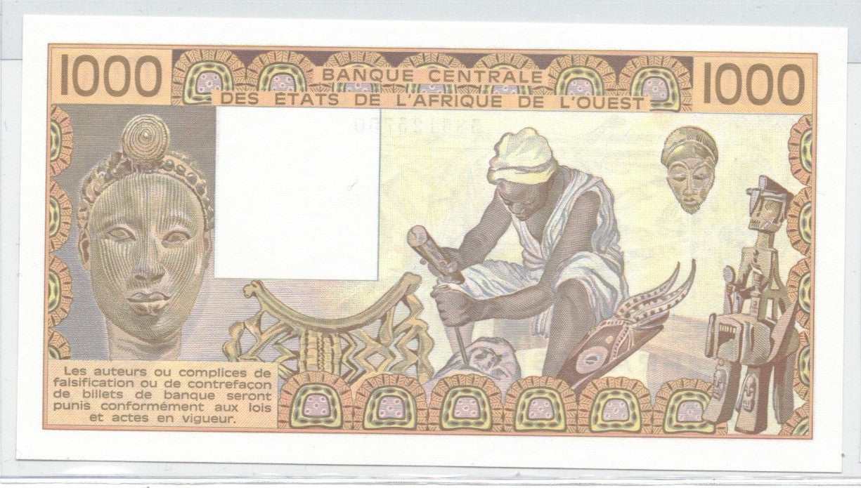 CODE 0058: BANCONOTA DA 1000 FRANCHI TOGO CONDIZIONI UNC FDS DATA 1990