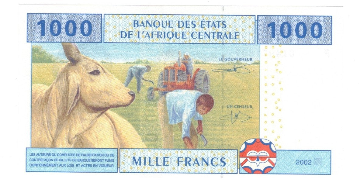 CODE 0060: 1000 FRANCHI AFRICA CENTRALE F CONDIZIONI UNC FDS DATA 2002