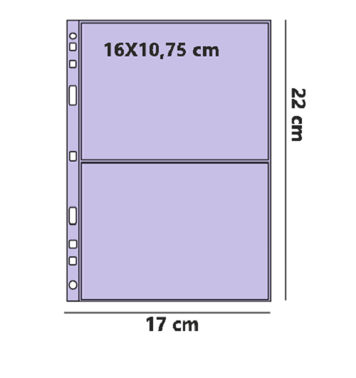 CONFEZIONE DA 50 FOGLI A 2 TASCHE PER CARTOLINE