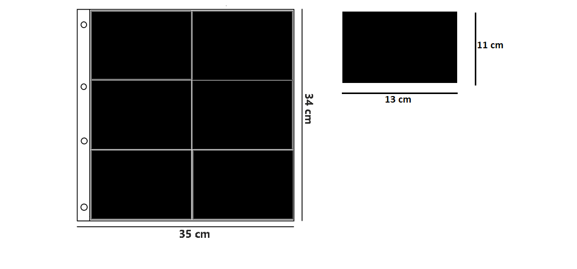ART. FCGO - 10 FOGLI ORIZZONTALI PER RACCOGLITORE CARTOLINE GIGANTE 35*33,5