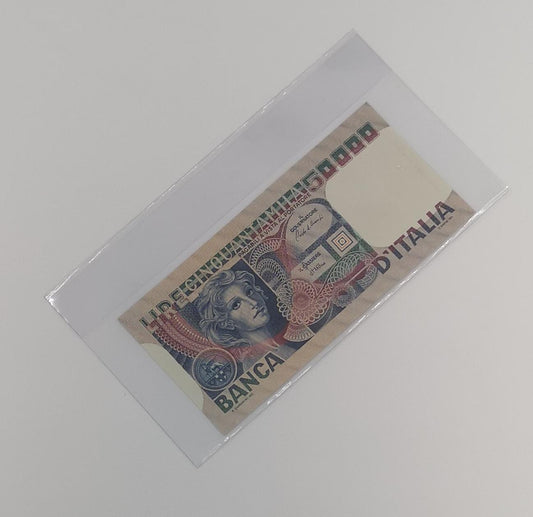 CONFEZIONE DA 50 BUSTE PER CARTAMONETA CON ALETTA SUPERIORE