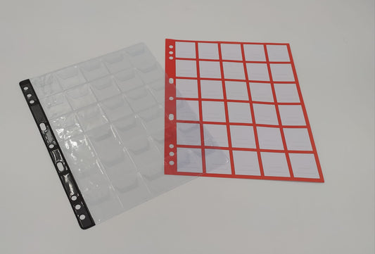 CONFEZIONE DA 5 FOGLI A 30 CASELLE PER MONETE