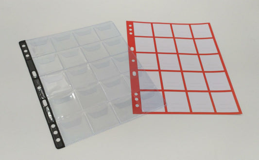 CONFEZIONE DA 5 FOGLI A 20 CASELLE PER MONETE