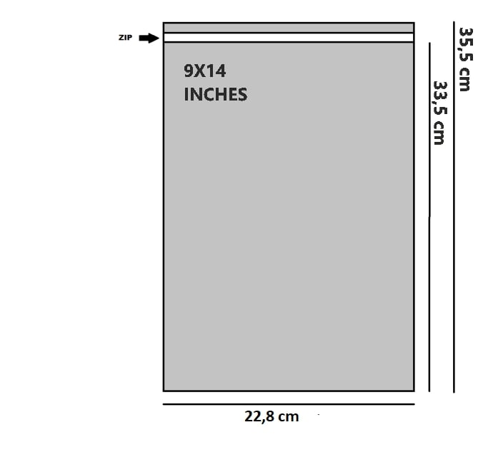 Bustine trasparenti con zip minigrip richiudibile a binario - cm 22,86*35,56 - (inches 9*14) Confezione 1 kg