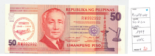 CODE 0003: 50 PISO ARGENTINA CONDIZIONI UNC FDS DATA 1999