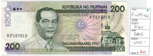 CODE 0013: 200 PISO ARGENTINA CONDIZIONI UNC FDS DATA 2002