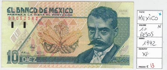 CODE 0018: BANCONOTA DA 10 PESOS MESSICO CONDIZIONI XF SPL DATA 1992