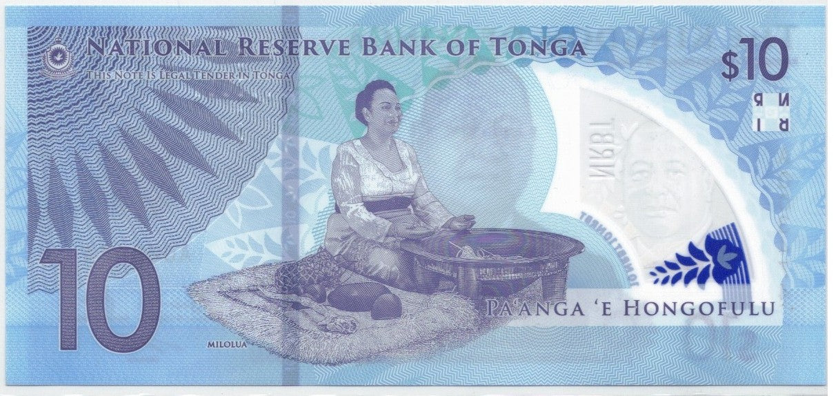 CODE 0024: BANCONOTA DA 10 DOLLARI TONGA CONDIZIONI UNC FDS DATA 2023/2024