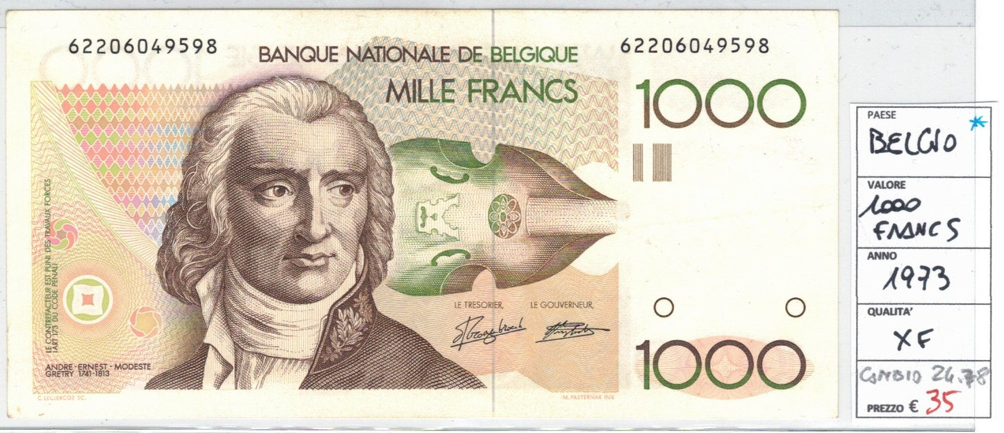 CODE 0033: 1000 FRANCHI BELGIO CONDIZIONI XF SPL DATA 1973