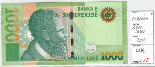 CODE 0035: 1000 LEKE ALBANIA CONDIZIONI UNC FDS DATA 2019