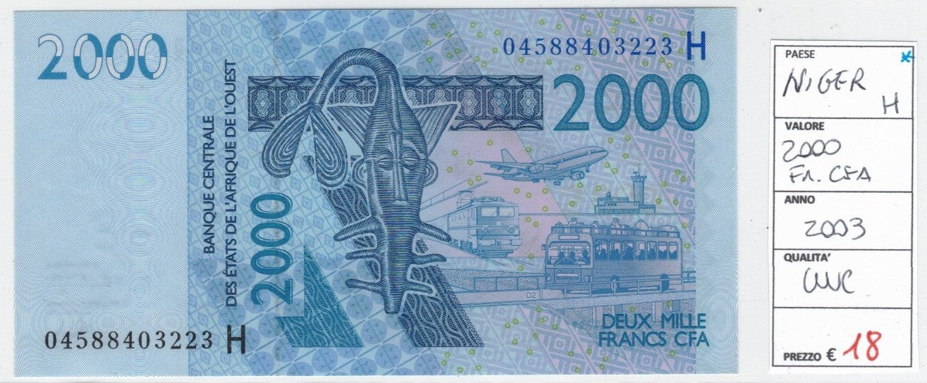 CODE 0044: BANCONOTA DA 2000 FRANCHI NIGERIA CONDIZIONI UNC FDS DATA 2003
