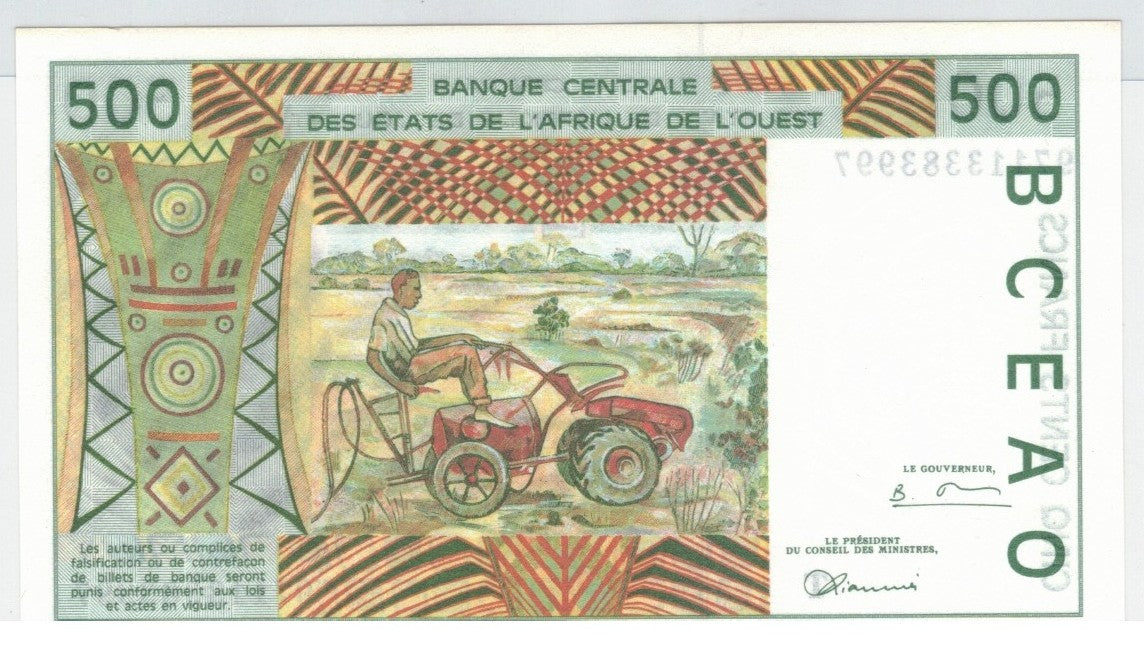CODE 0055: BANCONOTA DA 500 FRANCHI TONGO CONDIZIONI UNC FDS DATA 1997