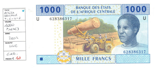 CODE 0059: 1000 FRANCHI AFRICA CENTRALE U CONDIZIONI UNC FDS DATA 2002