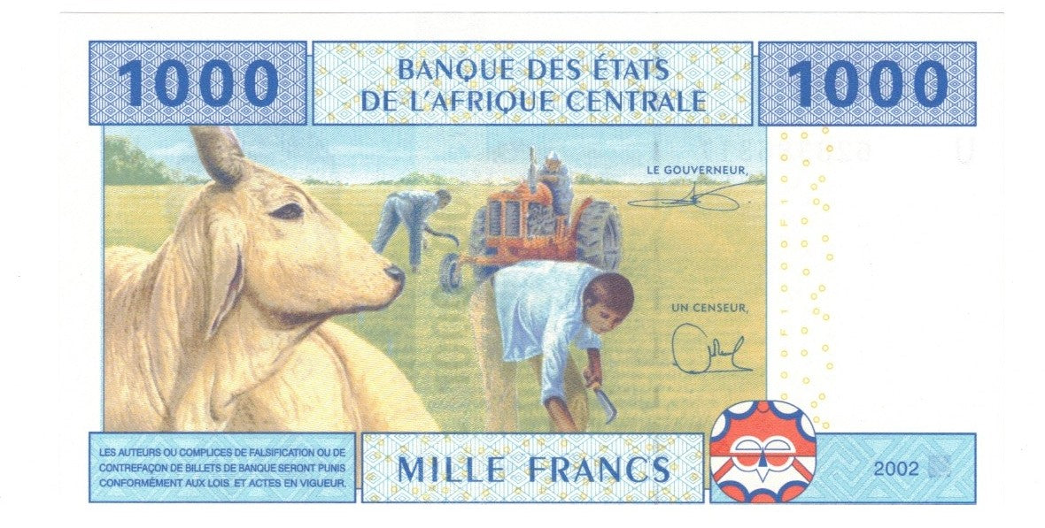 CODE 0059: 1000 FRANCHI AFRICA CENTRALE U CONDIZIONI UNC FDS DATA 2002