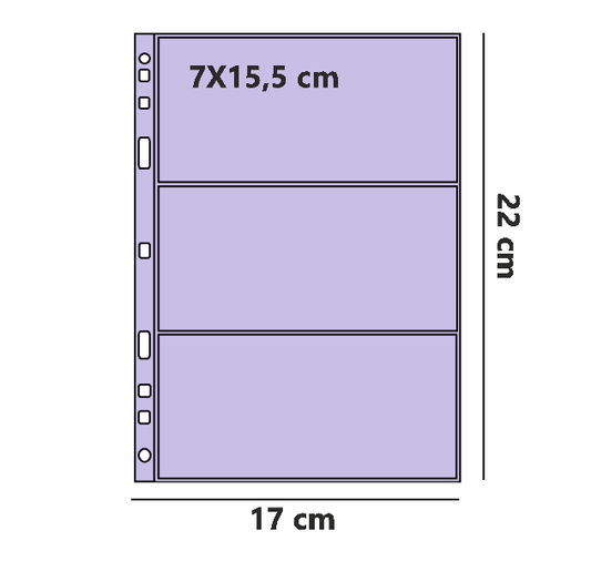 ART. F3S - CONFEZIONE DA 50 FOGLI A 3 TASCHE IN PVC SENZA PLASTIFICANTE 17*22