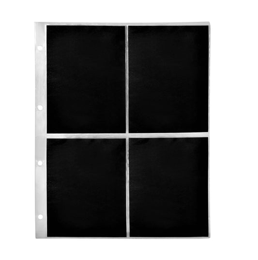 CONFEZIONE DA 10 FOGLI FORMATO A4 A 4 TASCHE CON CARTA NERA ESTRAIBILE (APERTURA SUPERIORE)