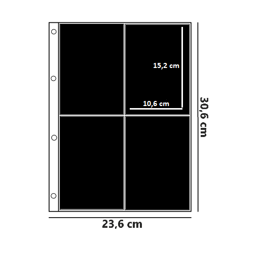 CONFEZIONE DA 10 FOGLI FORMATO A4 A 4 TASCHE CON CARTA NERA ESTRAIBILE (APERTURA SUPERIORE)
