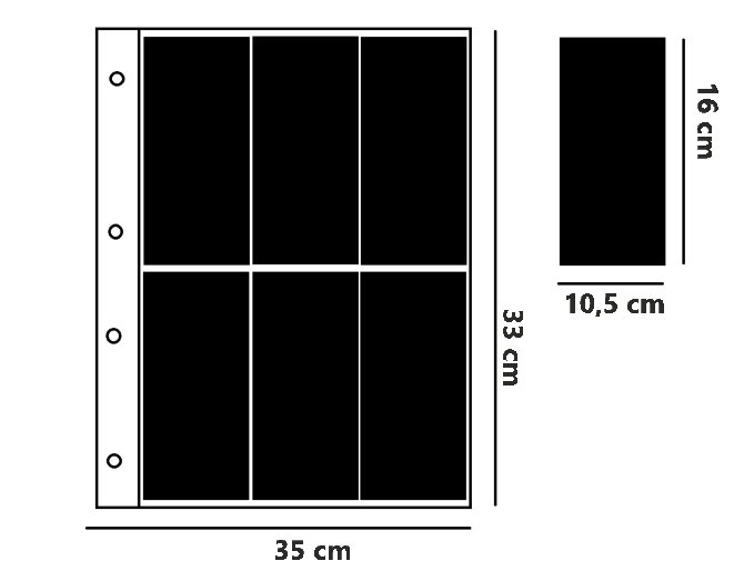 ART. FCGV - 10 FOGLI VERTICALI PER RACCOGLITORE CARTOLINE GIGANTE 35*33,5