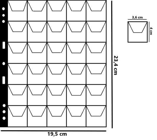 ART. FMG30 - FOGLI PER MONETE  A 30 CASELLE