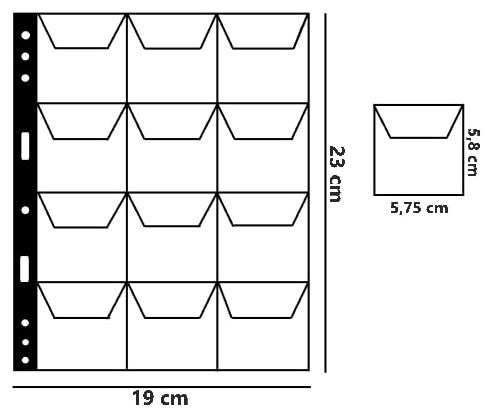 ART. FMG12 - FOGLI PER MONETE  A 12 CASELLE