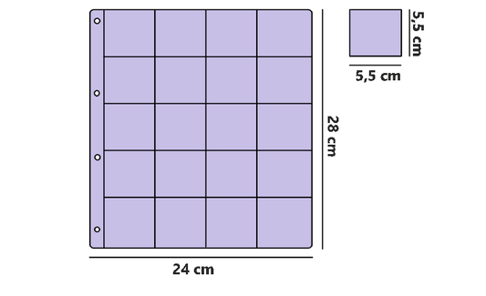ART. FMGO20 - 10 FOGLI A 20 CASELLE PER INSERIRE MONETE IN CARTONCINI OBLO'