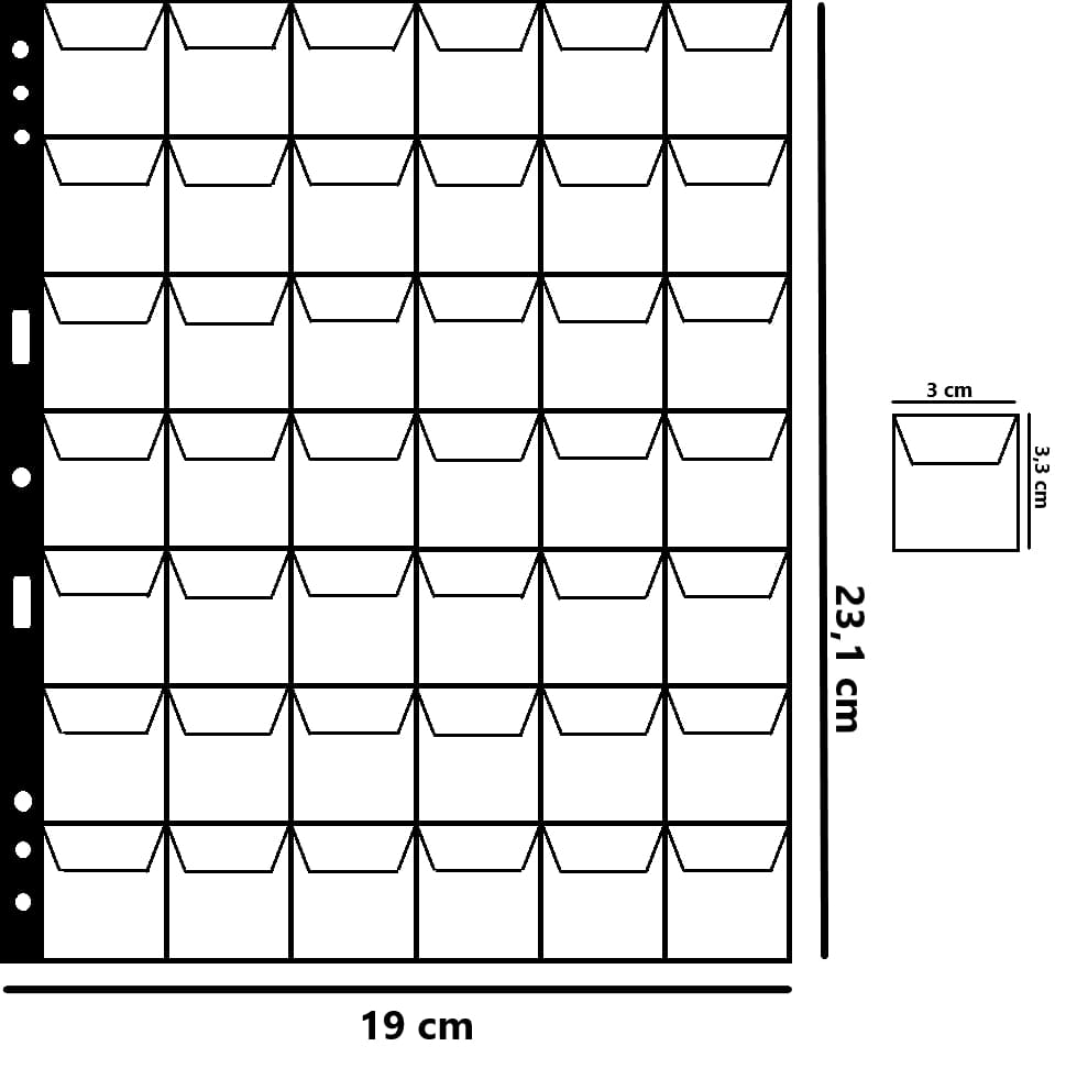 CONFEZIONE DA 5 FOGLI A 42 CASELLE PER MONETE