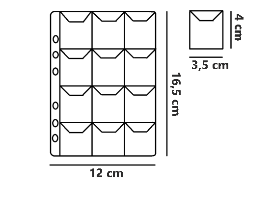 ART. FMP-12 - FOGLI PER RACCOGLITORE MONETE PICCOLO A 12 TASCHE