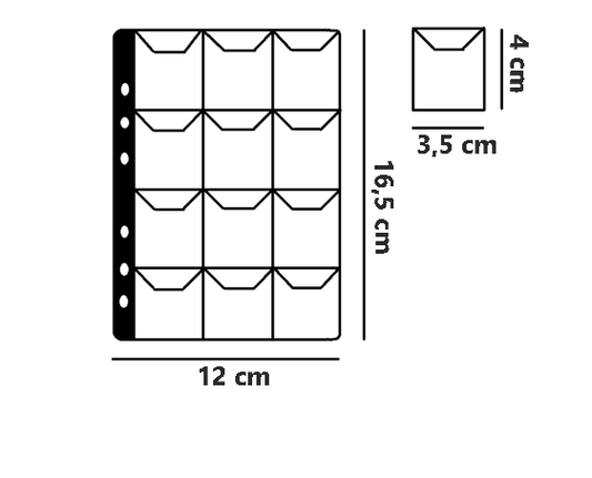ART. FMP-ECO FOGLI A 12 CASELLE PER RACCOGLITORE MONETE PICCOLO
