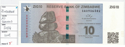 CODE 0030: 20 DOLLARI ZIMBABWE CONDIZIONI UNC FDS DATA 2024